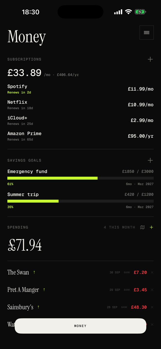 Kassi Money screen